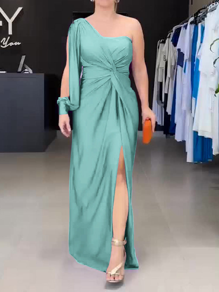 Damen Maxikleid mit asymmetrischem Design und seitlichem Schlitz WW