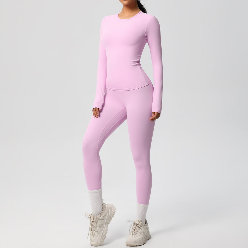 Damen Figurformendes Langarm-Top und Hochbundige Leggings Set WW