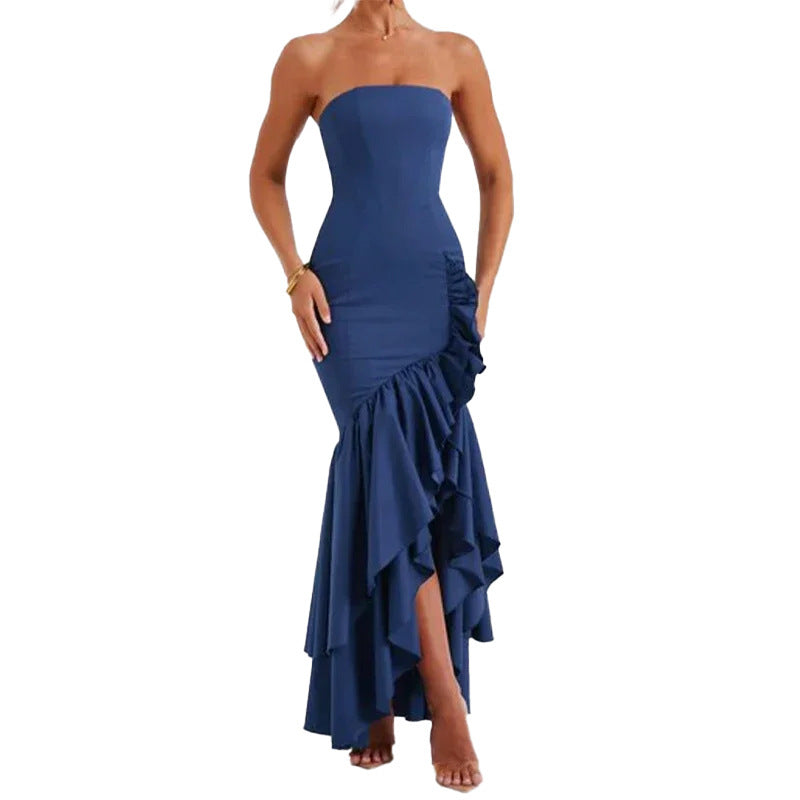 Damen Abendkleid mit beweglichem Rüschenrock und figurbetontem Oberteil WW