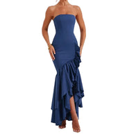 Damen Abendkleid mit beweglichem Rüschenrock und figurbetontem Oberteil WW