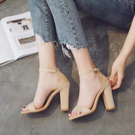 Damen Sandalen mit elegantem Blockabsatz und verstellbarem Knöchelriemen WW