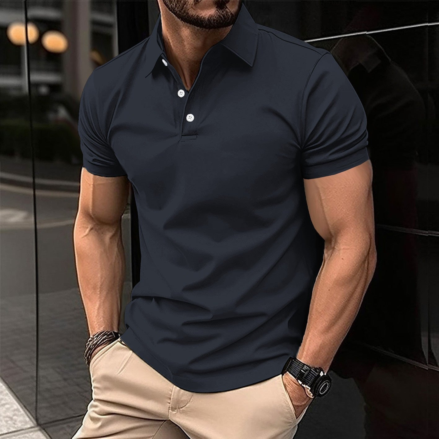 Herren Sport Poloshirt aus atmungsaktivem Material mit klassischem Schnitt WW
