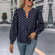 Damen Bluse mit elegantem V-Ausschnitt und feinen Rüschendetails WW