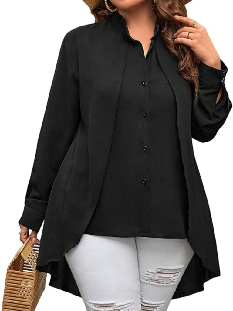 Damen Midi Blusenjacke mit asymmetrischem Schnitt WW