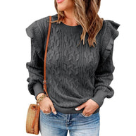 Damen Strickpullover mit Rüschendetails und strukturiertem Design WW