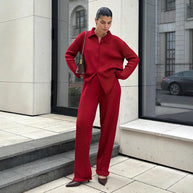 Damen Bequemes Strick-Ensemble aus weicher Baumwolle WW