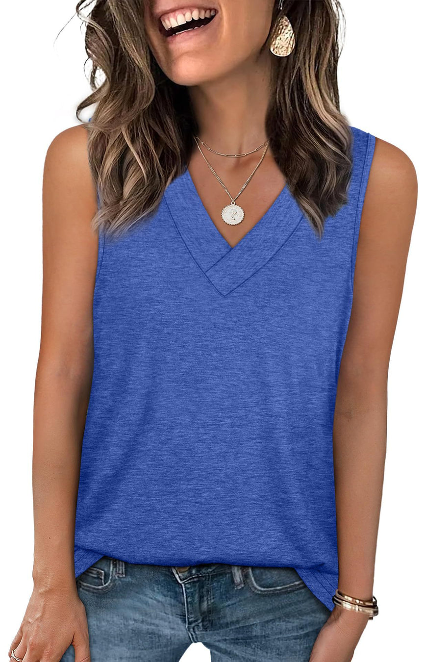 Damen Relaxed Fit V-Ausschnitt Tanktop WW