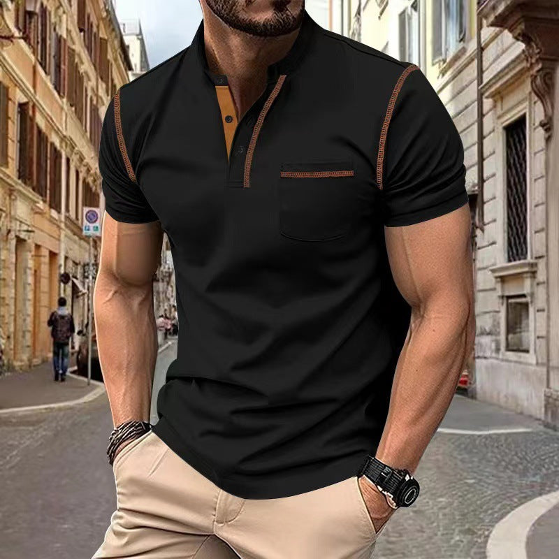 Herren Poloshirt mit modischem Kragen und Brusttasche WW