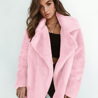 Damen elegante Fake-Fur Jacke mit weichem Kragen und lässigem Schnitt WW
