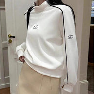 Damen Sportlicher Turtleneck-Pullover mit Kontrastnähten WW