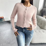 Damen Cardigan mit feiner Ribstruktur und Knopfverschluss WW