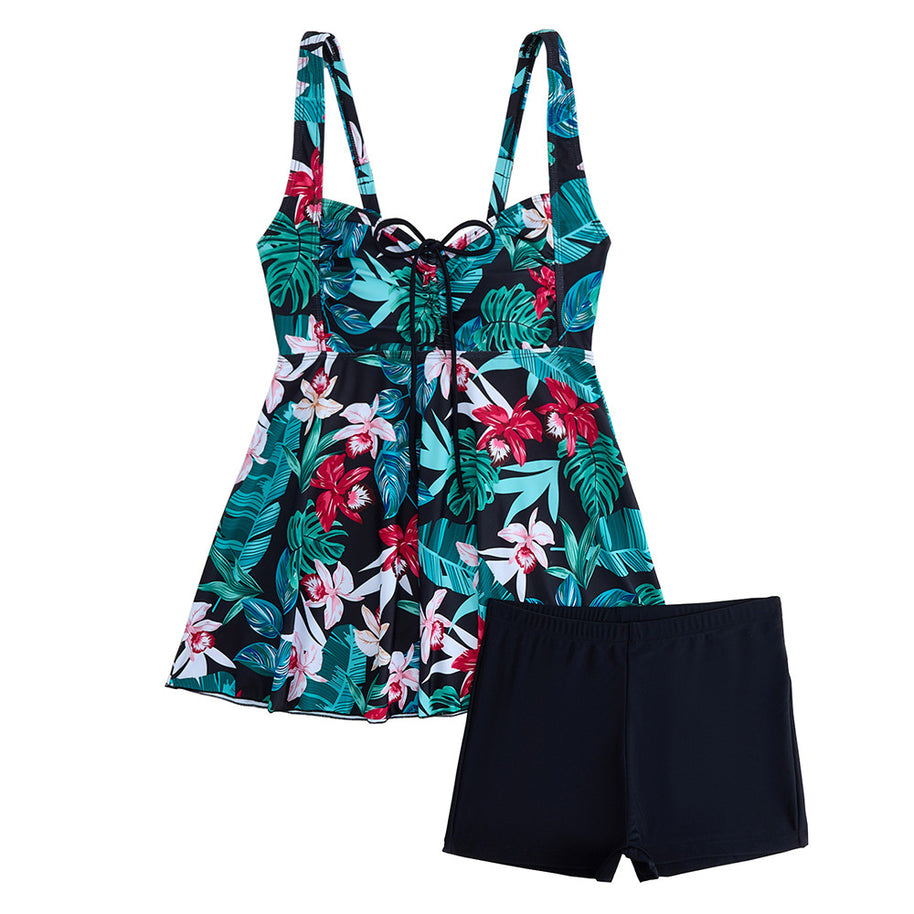 Damen schmeichelhaftes florales Badeanzugkleid mit eingearbeiteten Shorts WW
