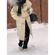 Damen Woll-Duffle-Coat mit Knopfverschluss WW