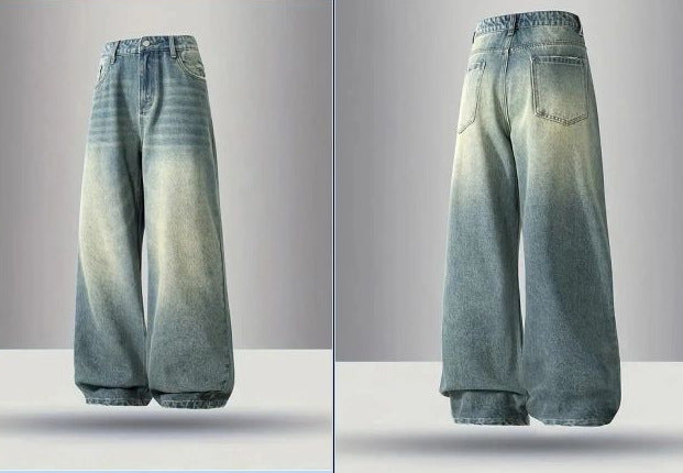 Damen weite High-Waist Jeans im Used-Look WW