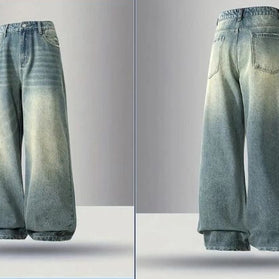 Damen weite High-Waist Jeans im Used-Look WW