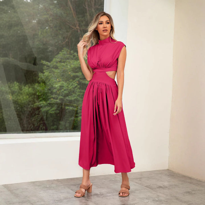 Damen Cut-Out Sommerkleid mit hohem Kragen W&W Mode