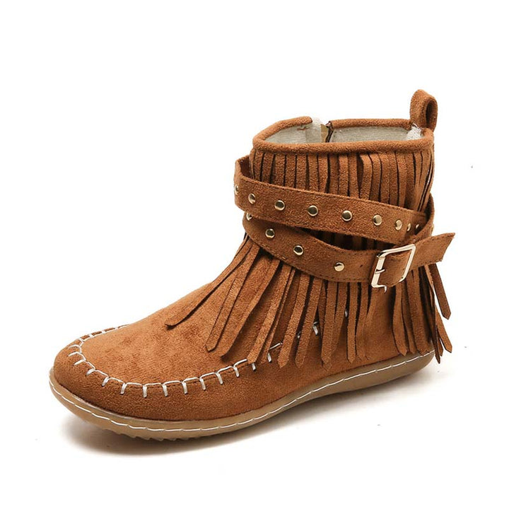 W&W Mode | Boho Stiefelette Mit Fransen Und Schnallen Für Damen