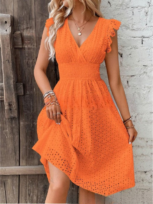 Damen Sommerliches Rüschkleid mit Waffelstruktur WW