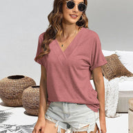 Damen lässiges V-Ausschnitt T-Shirt aus hochwertigem Jersey WW