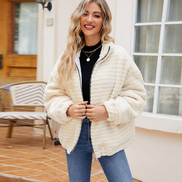Damen Baumwoll-Fleecejacke mit Reißverschluss WW