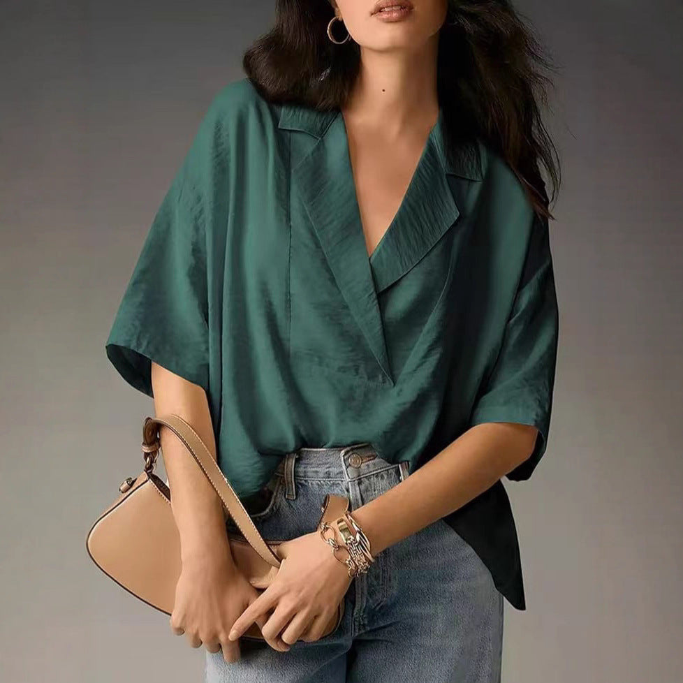 Damen lässige Seidenbluse mit schickem Schnitt WW