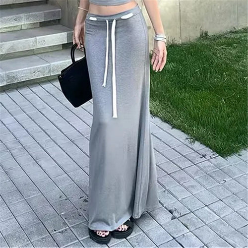 Damen Sportlicher Maxiröcke mit verstellbarem Bund WW