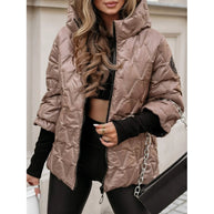 Damen Steppjacke mit hohem Kragen und beschichtetem Obermaterial WW