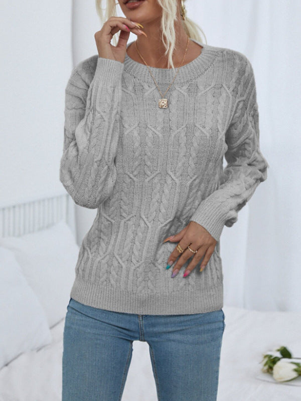 Damen Strickpullover mit trendy Zopfmuster WW