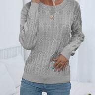 Damen Strickpullover mit trendy Zopfmuster WW