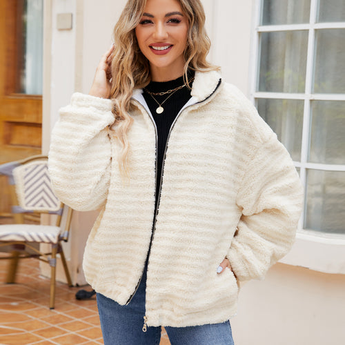 Damen Baumwoll-Fleecejacke mit Reißverschluss WW