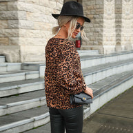 Damen Bluse mit einzigartigem Leopardenmuster und voluminösen Ärmeln WW