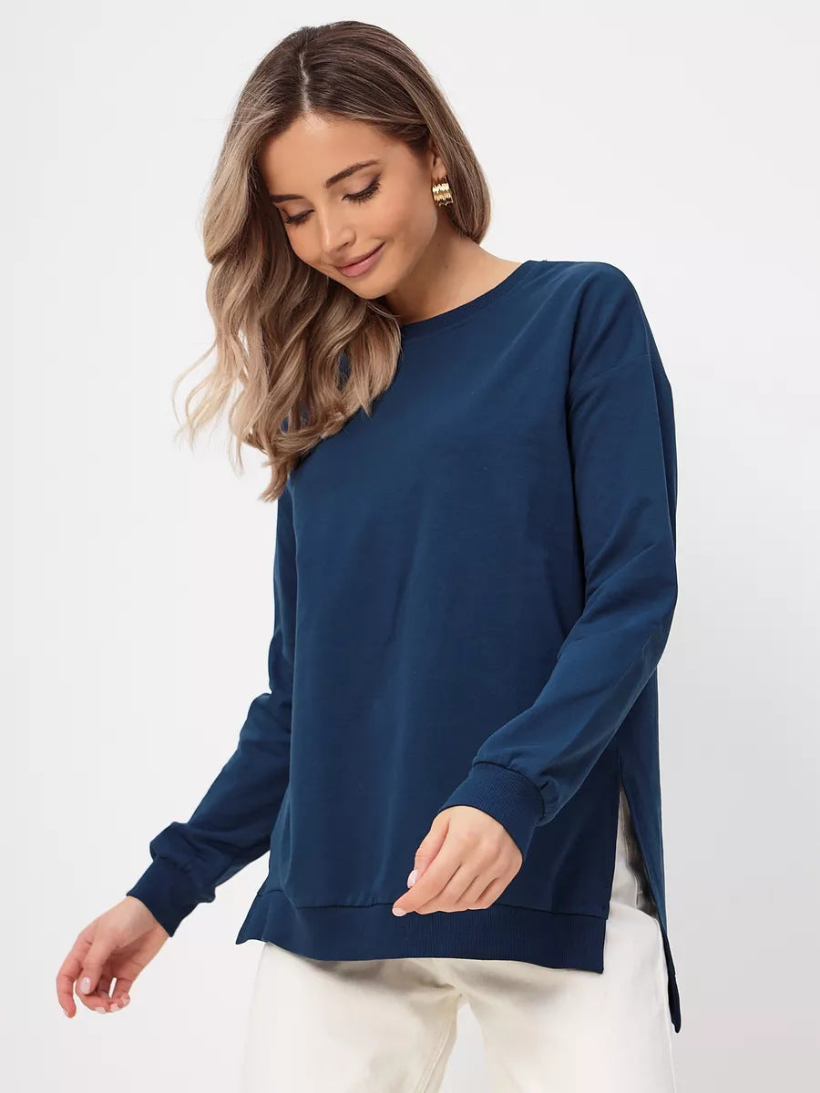Damen bequemer Sweatshirt mit seitlichen Schlitzen WW