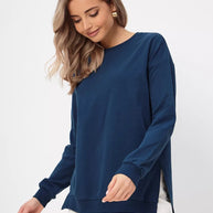 Damen bequemer Sweatshirt mit seitlichen Schlitzen WW