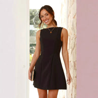 Damen A-linien Kleid mit asymmetrischem Ausschnitt WW