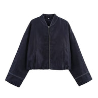 Damen cropped Denim-Jacke im lässigen Blouson-Stil mit Reißverschluss WW