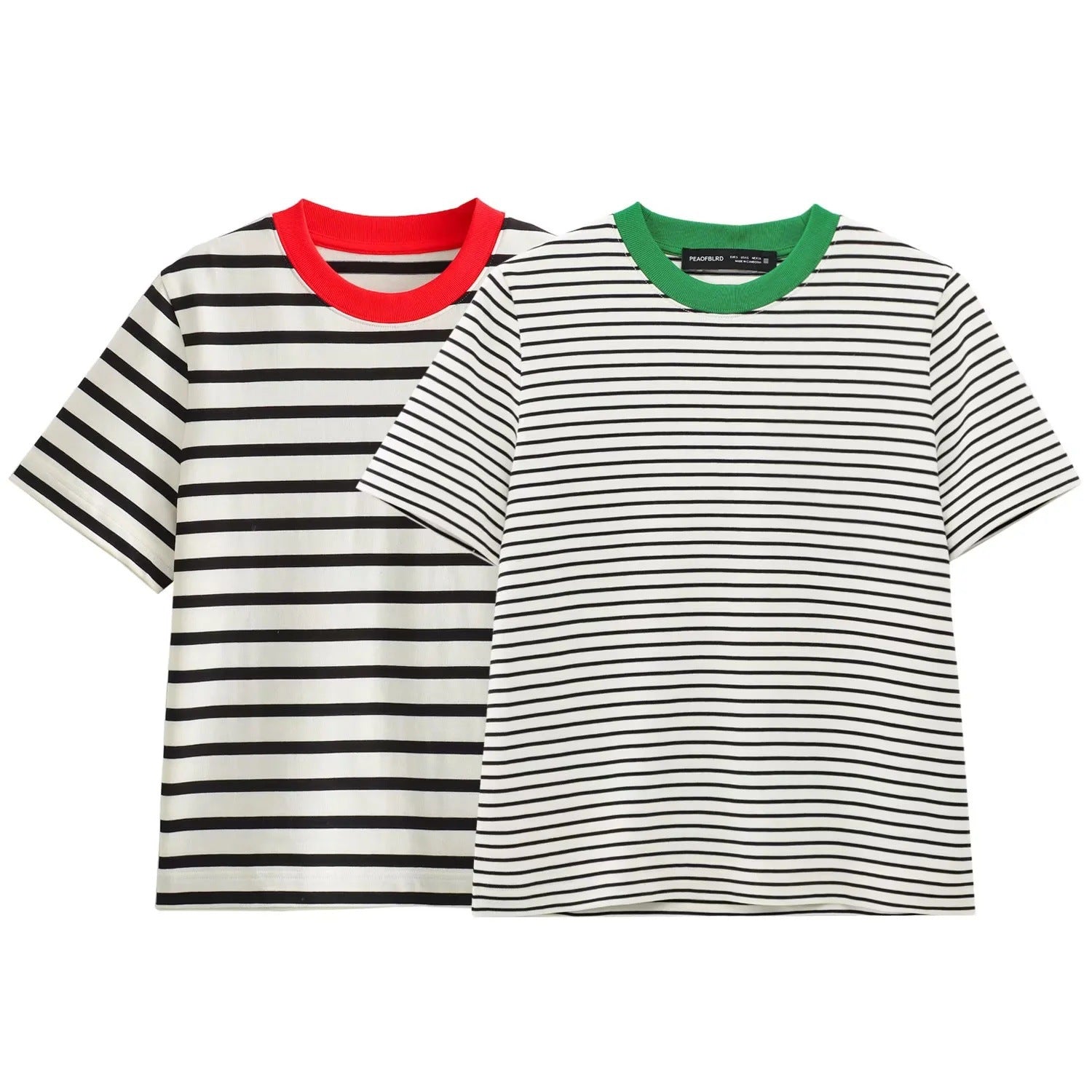 Damen Freizeit T-Shirt mit kontrastierendem Kragen und lässigem Streifenmuster WW