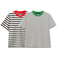 Damen Freizeit T-Shirt mit kontrastierendem Kragen und lässigem Streifenmuster WW