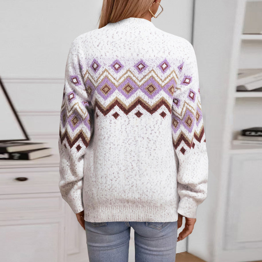 Damen Strickpullover mit geometrischem Muster WW