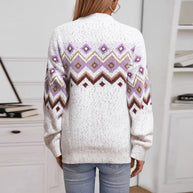 Damen Strickpullover mit geometrischem Muster WW