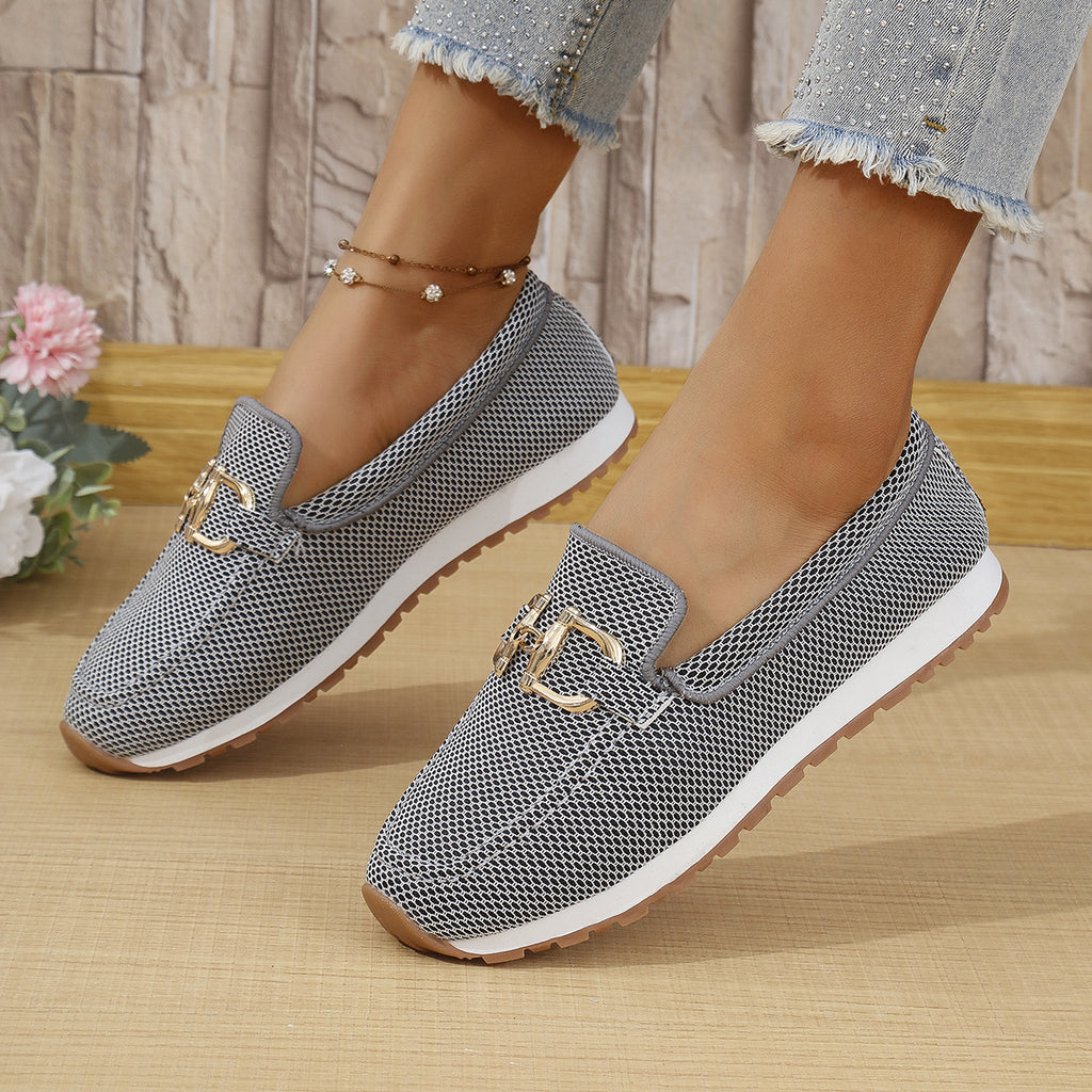 Femme Atmungsaktive Slip-On Loafers mit dekorativem Schnallendetail WW