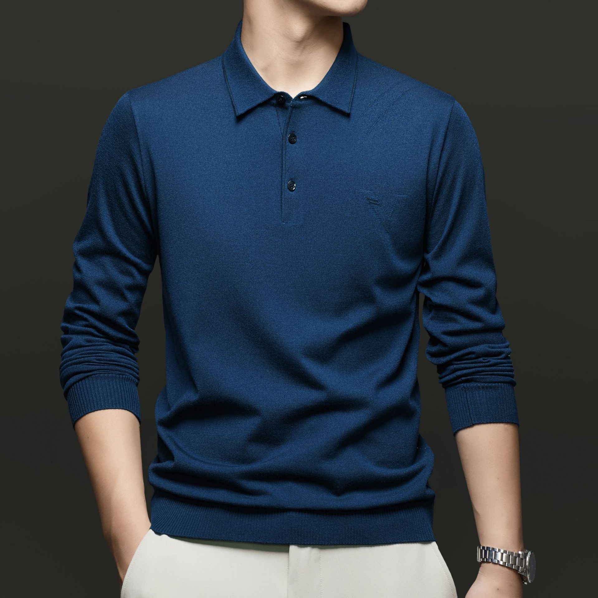 Herren Pullover mit poloartigem Kragen und modernen Akzenten WW