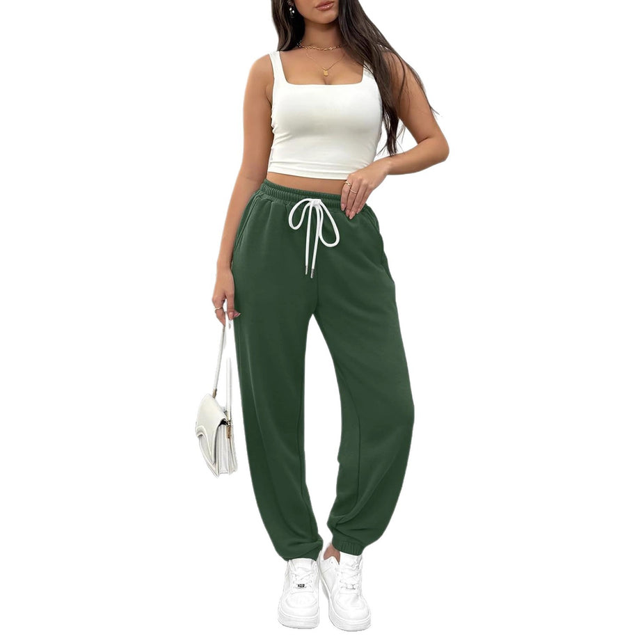 Damen Bequeme Sporthose mit elastischem Bund und Kordelzug WW