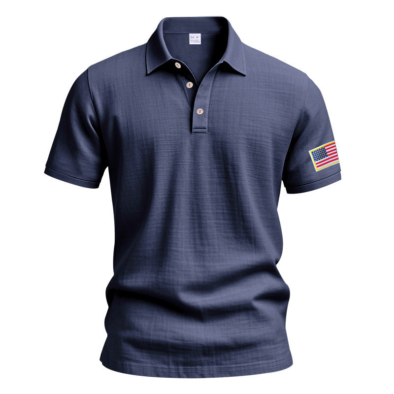 Herren sportliches Poloshirt mit amerikanischem Flaggenmotiv und feuchtigkeitsregulierender Technologie WW