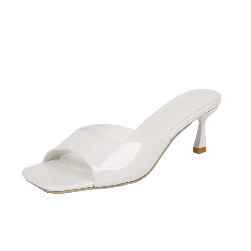 Damen Elegant Offene Zeh-Absatz Mules WW