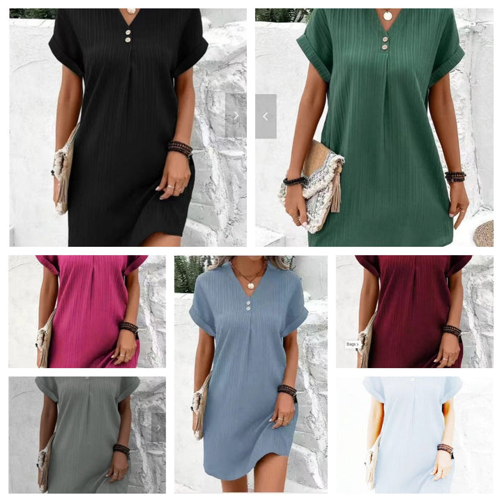 Damen lässiges Midi-Kleid mit Knopfdetails W&W Mode