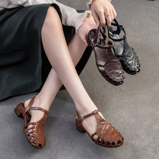 Damen Sandalen mit geflochtenem Designelement und bequemem Blockabsatz WW