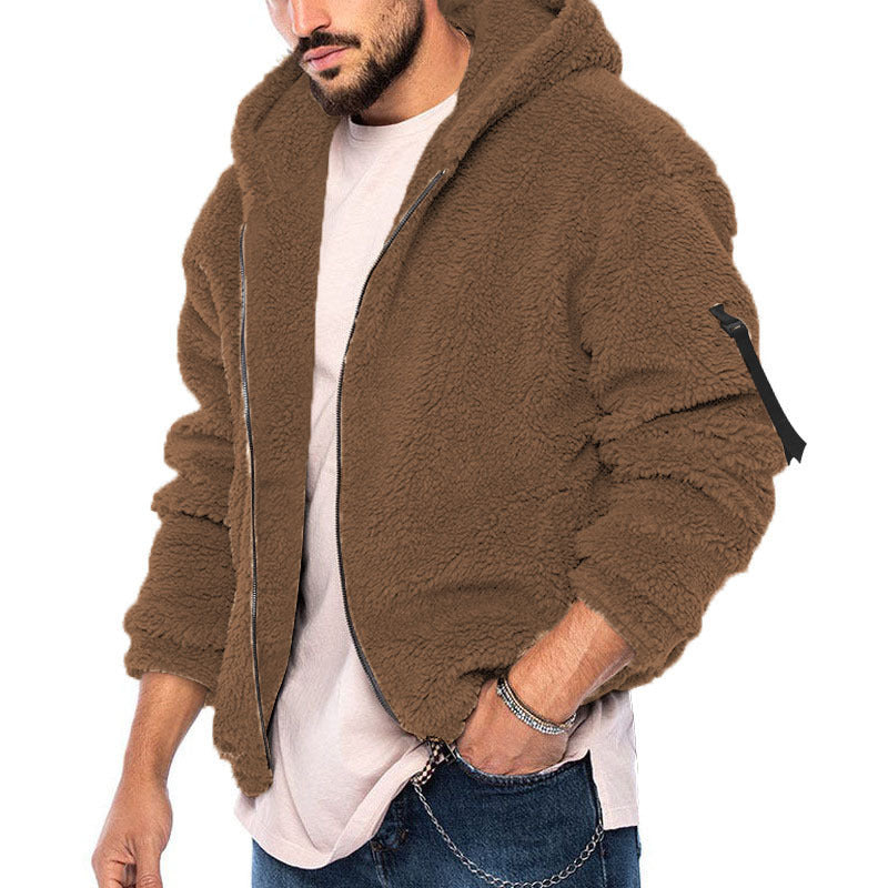 Herren Teddy-Fleece-Jacke mit Kapuze WW