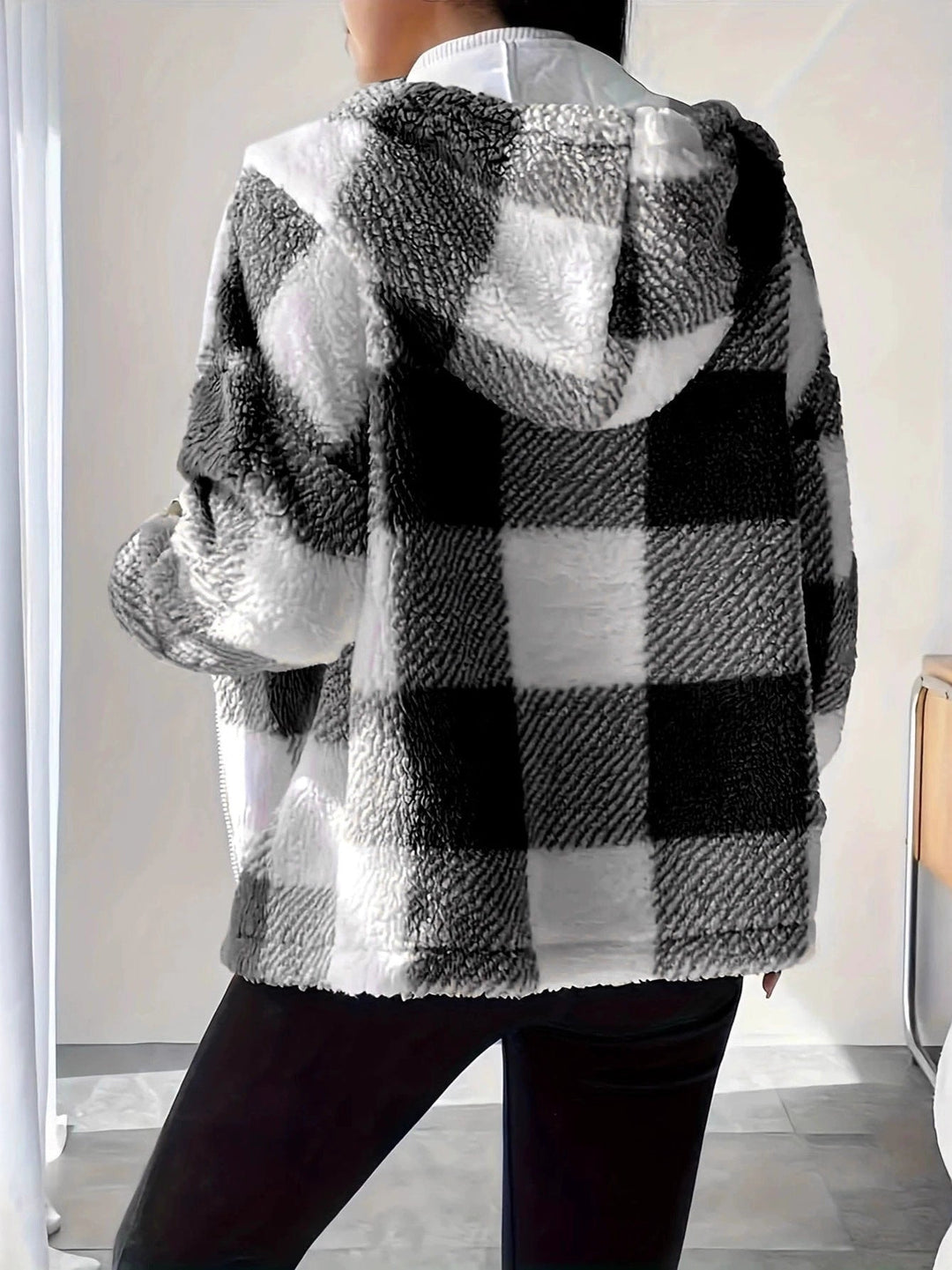 W&W Mode | Kariert Teddy Hoodie Jacke | Warm und Bequem für den Winter