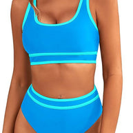 Damen Sportliches Bikini-Set mit breiten Trägern und hohem Schnitt WW
