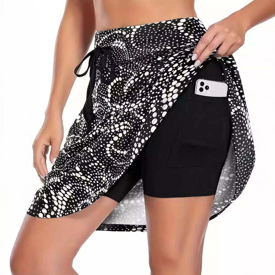 Damen funktionelle Strandshorts mit floralem Überwurf WW